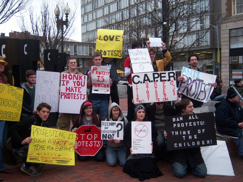 Most of the protesters pose